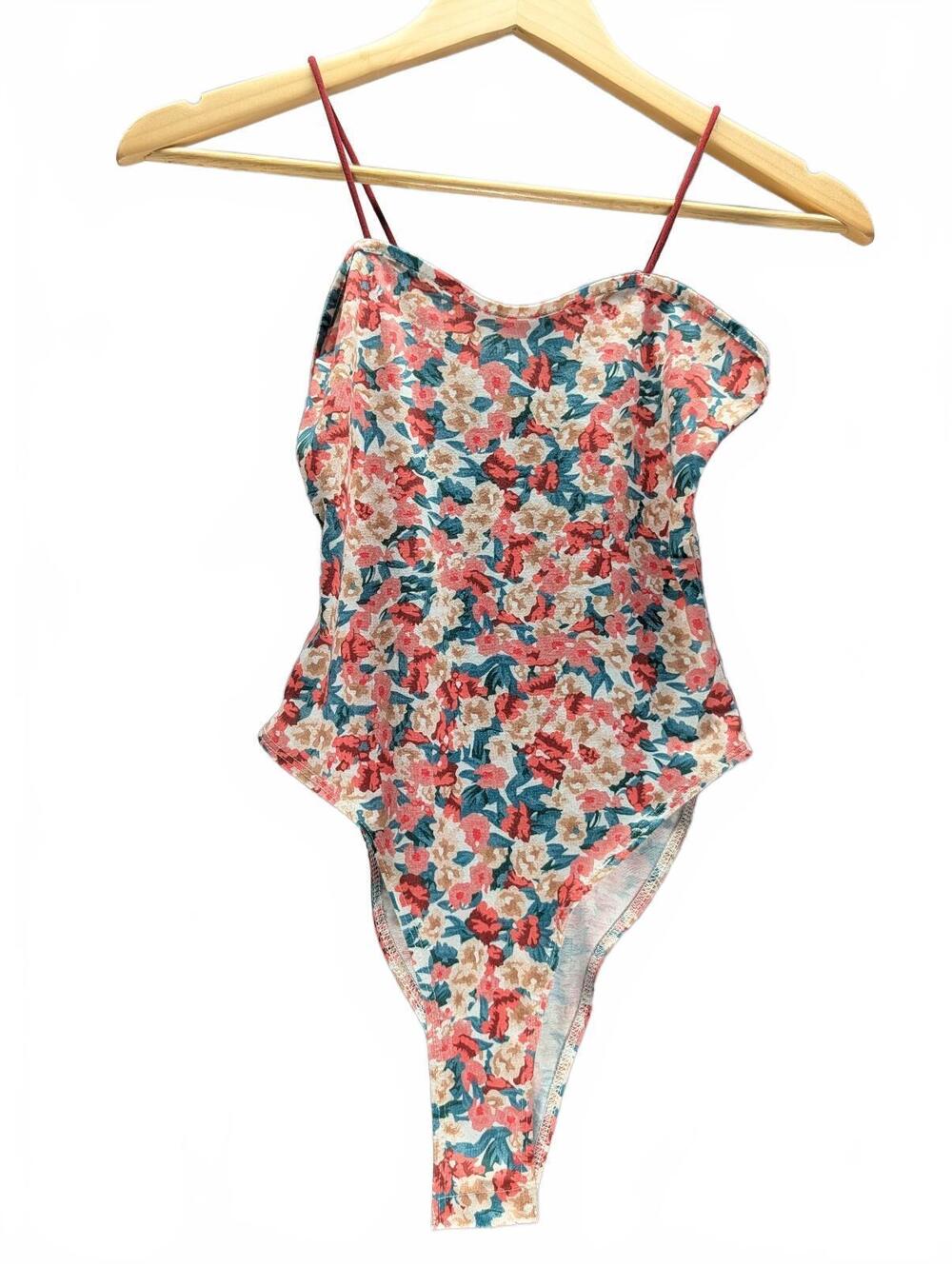 SHEIN Floral Print Spaghetti Strap Bodysuit in XS